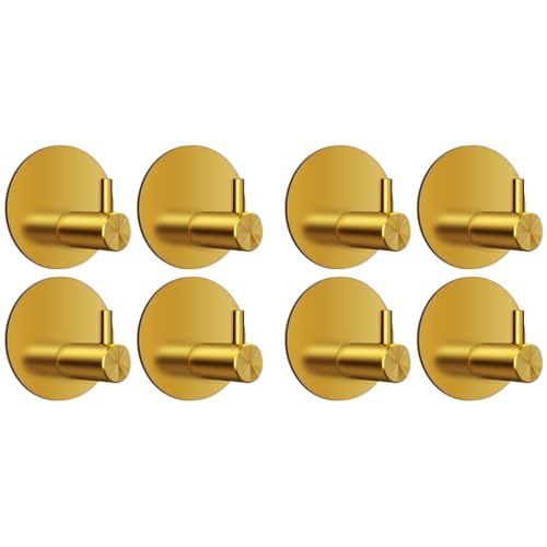 HASTHIP® 4PCS Self Adhesive Wall Hooks Golden Stainless Steel Utility 0.5 Inch Round Rust-Proof Waterproof for Bathroom Kitchen Bedroom Door Back Hanging Bags Hats Towels Keys HASTHIP® 4PCS Self Adhesive Wall Hooks Golden Stainless Steel Utility 0.5 Inch Round Rust-Proof Waterproof for Bathroom Kitchen Bedroom Door Back Hanging Bags Hats Towels Keys